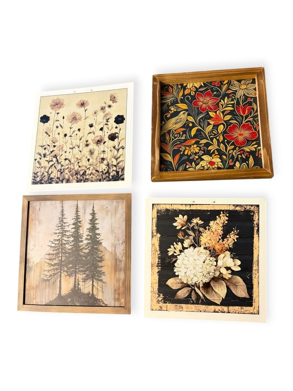Vintage inspired Botanical Framed Wall Art Set! 4 piece
